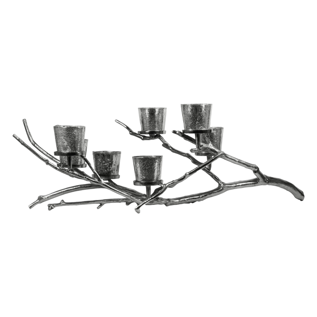 Candle holder branch w/7 glasses ALU RAW/NI 100x40x36
