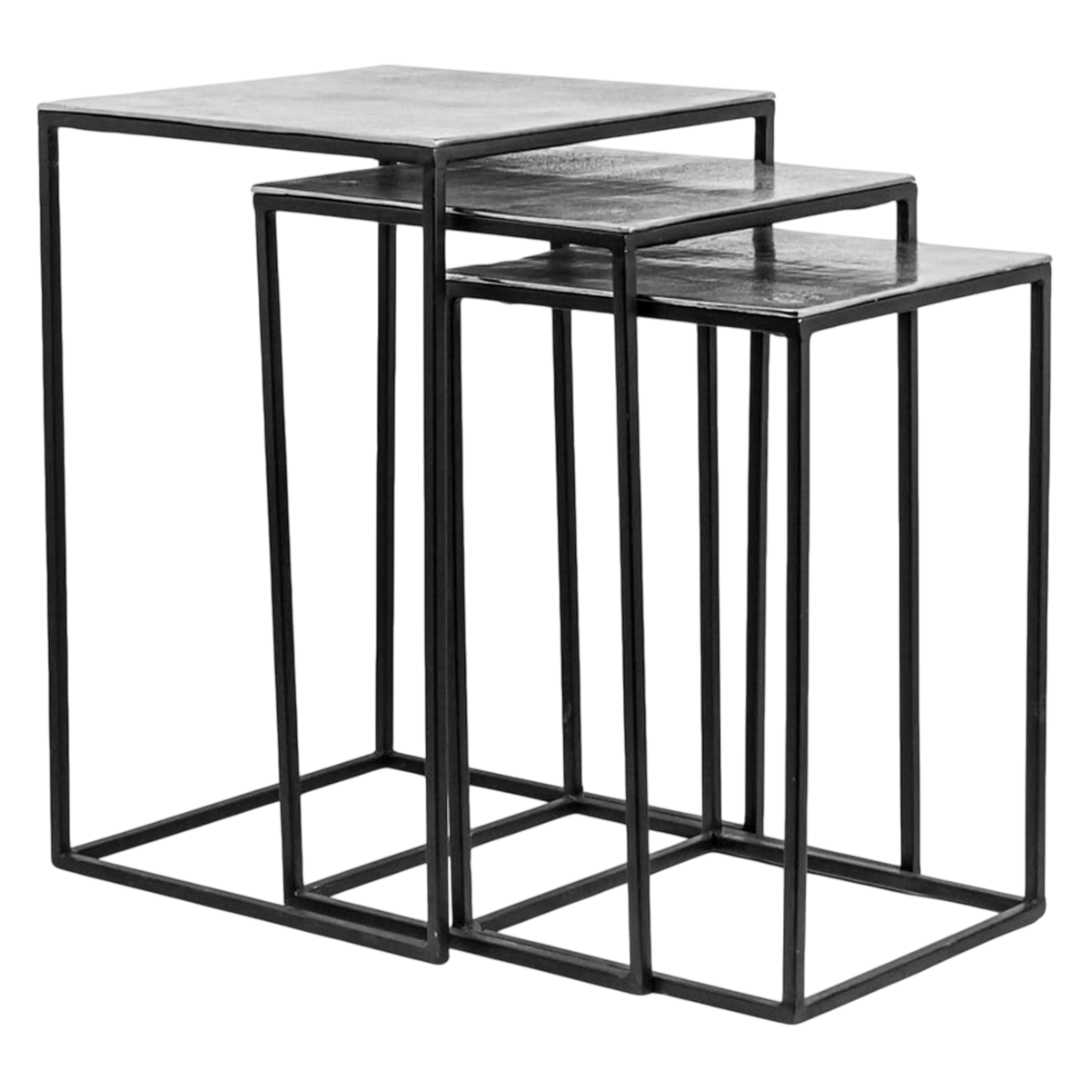 Side table SET/3 ALU RAW/NI 40x40x61