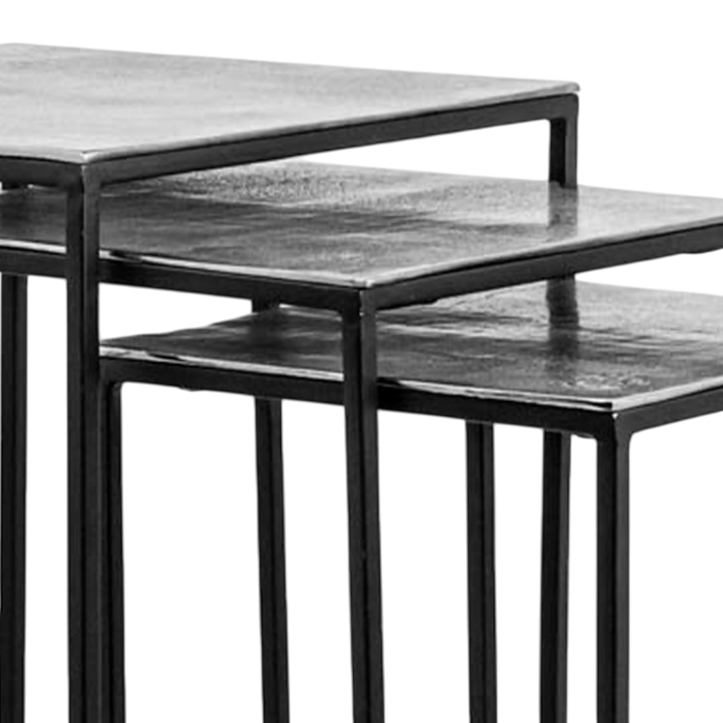 Side table SET/3 ALU RAW/NI 40x40x61