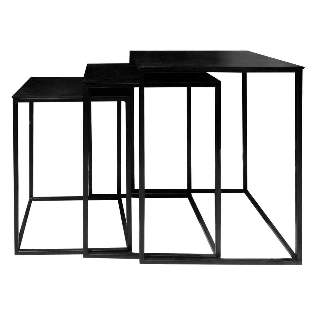 Side table SET/3 ALU RAW/MATT BLACK 40x40x61
