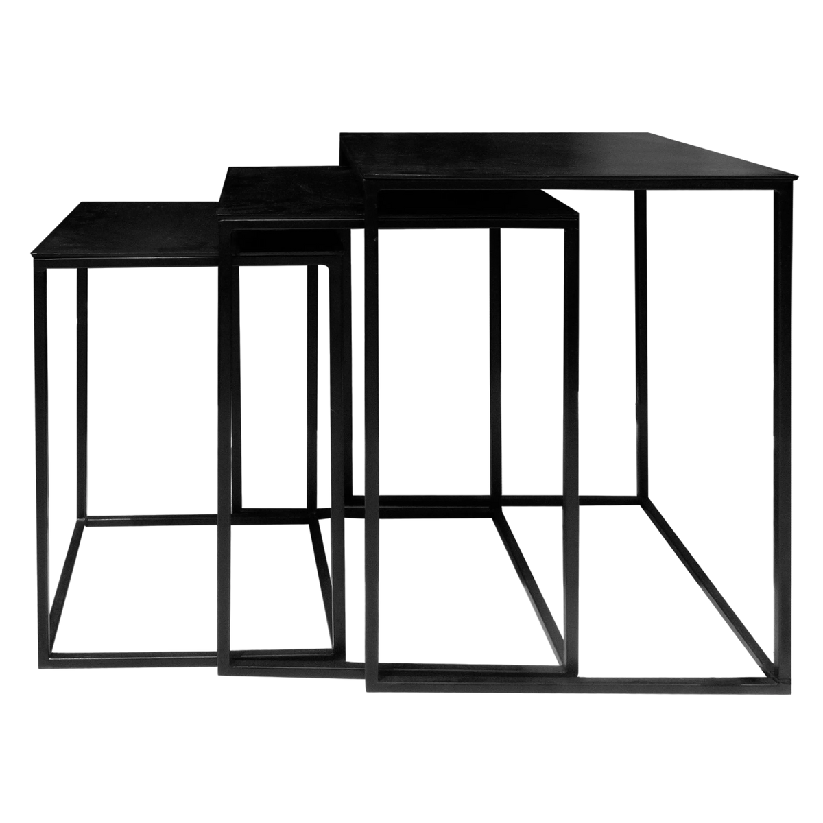 Side table SET/3 ALU RAW/MATT BLACK 40x40x61