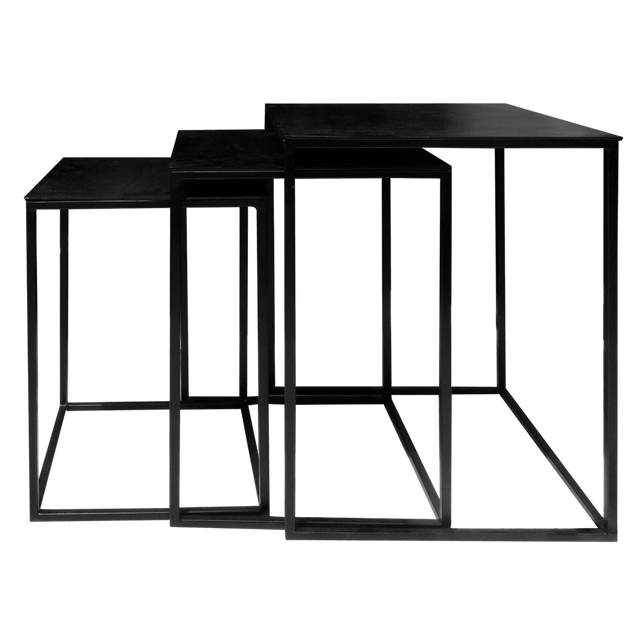 Side table SET/3 ALU RAW/MATT BLACK 40x40x61