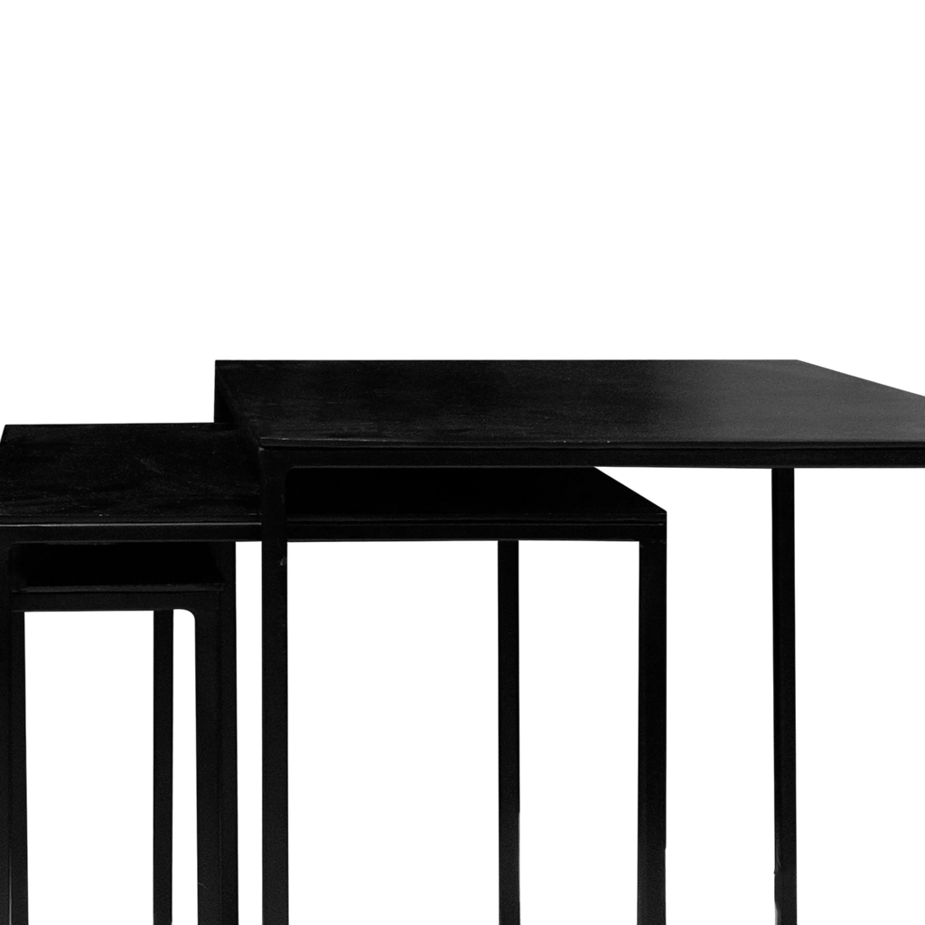 Side table SET/3 ALU RAW/MATT BLACK 40x40x61