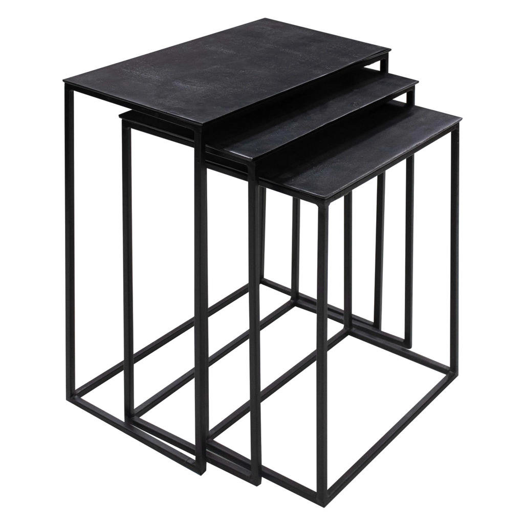 Side table SET/3 ALU RAW/MATT BLACK 54x28x65