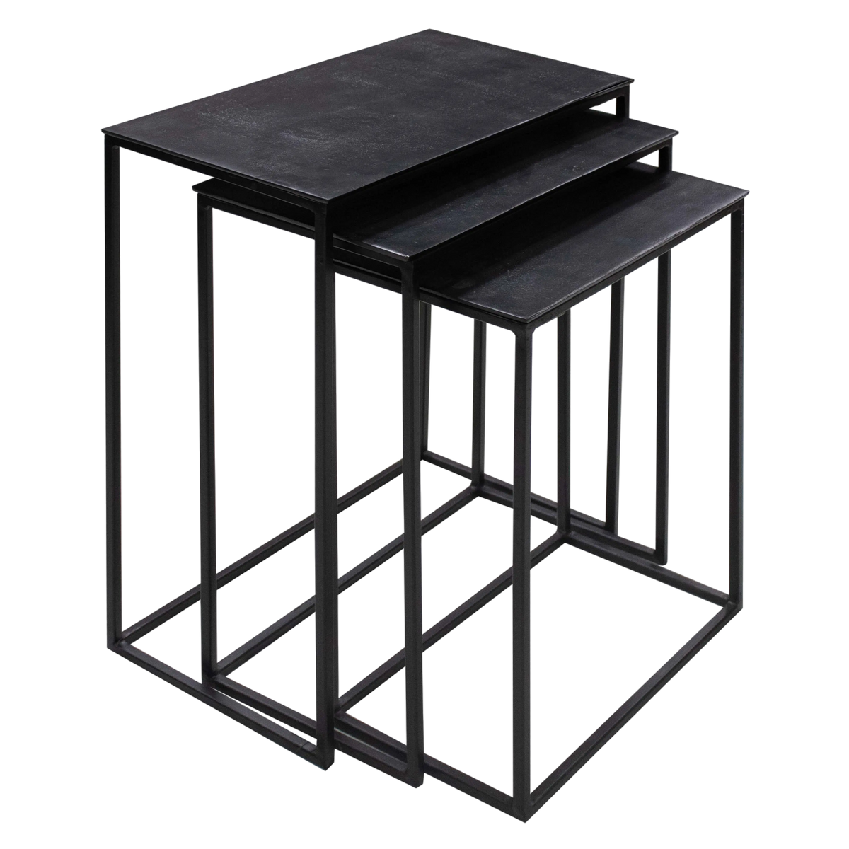 Side table SET/3 ALU RAW/MATT BLACK 54x28x65