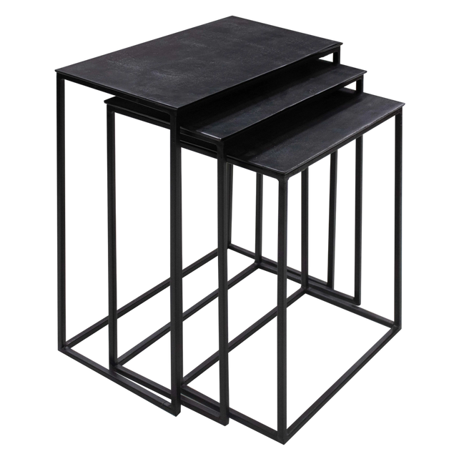 Side table SET/3 ALU RAW/MATT BLACK 54x28x65