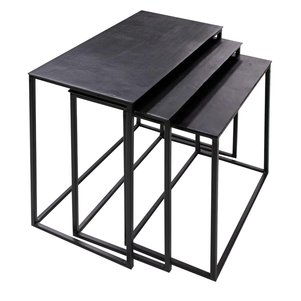 Side table SET/3 ALU RAW/MATT BLACK 54x28x65