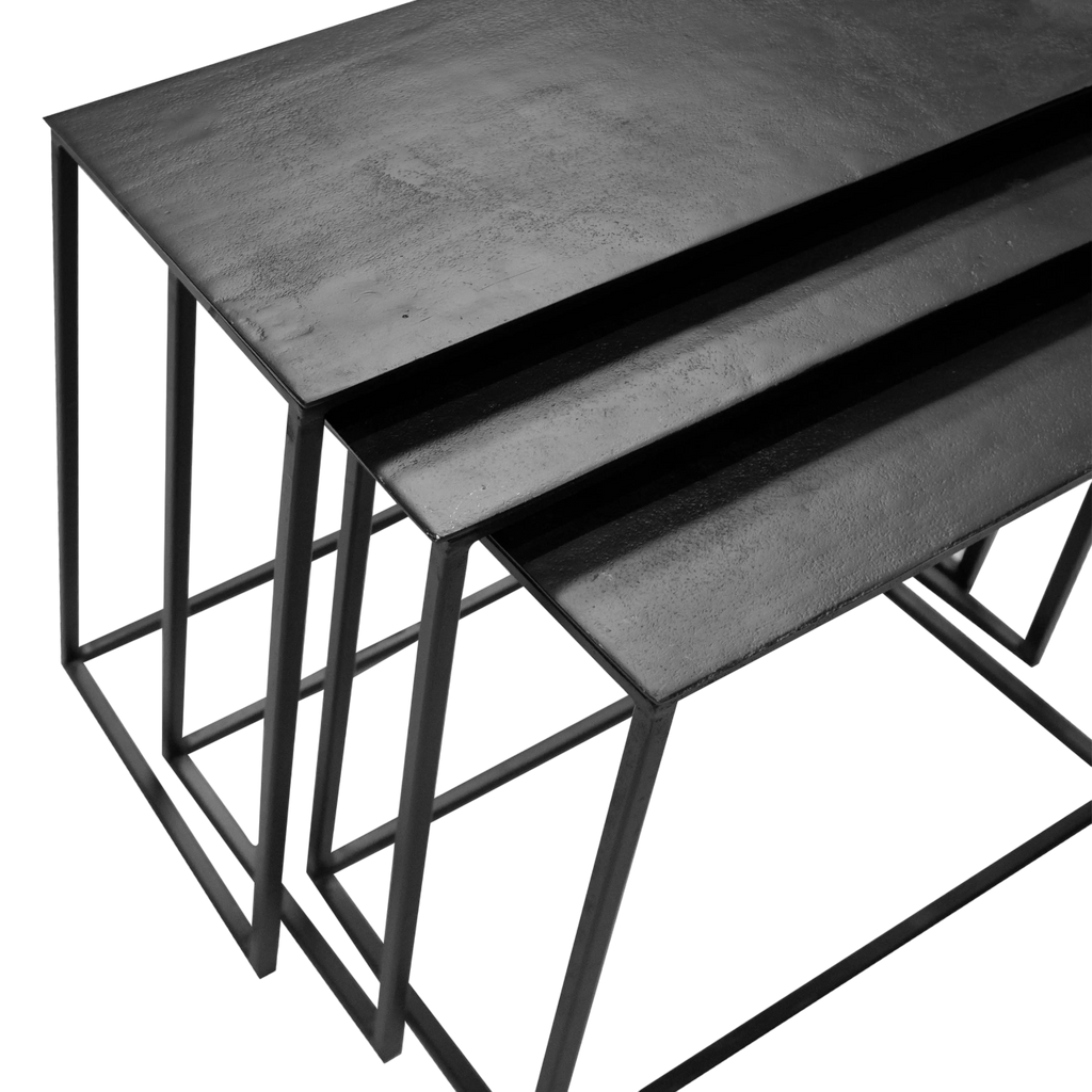Side table SET/3 ALU RAW/MATT BLACK 54x28x65