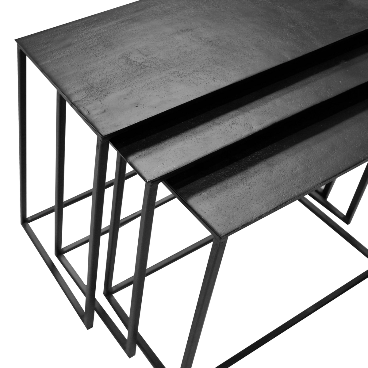 Side table SET/3 ALU RAW/MATT BLACK 54x28x65