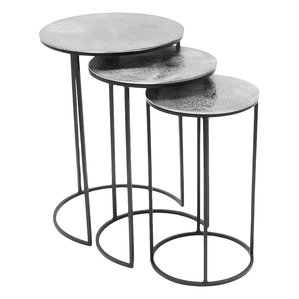 Side table SET/3 ALU RAW/NI  42x42x59