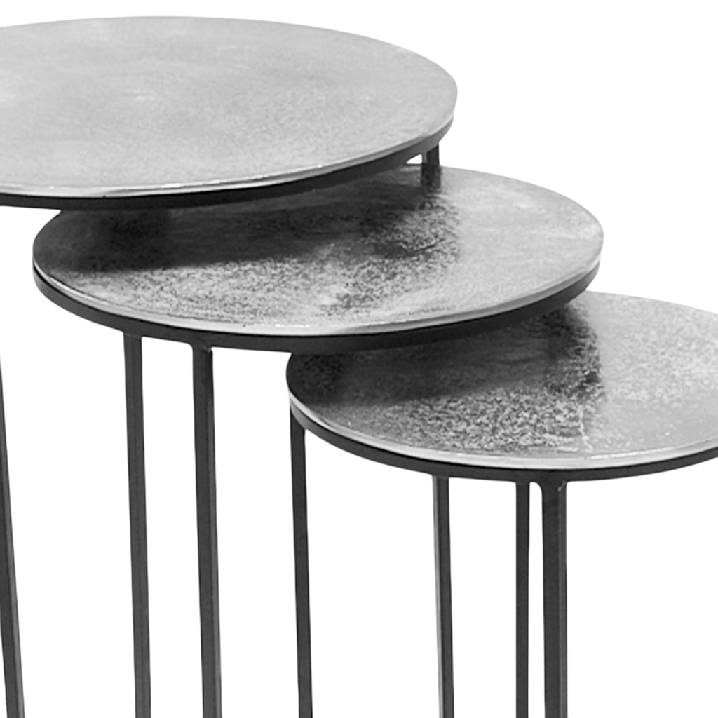 Side table SET/3 ALU RAW/NI  42x42x59
