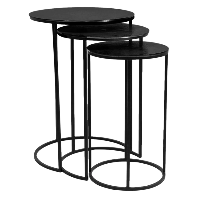 Side table SET/3 ALU RAW/MATT BLACK  42x42x59