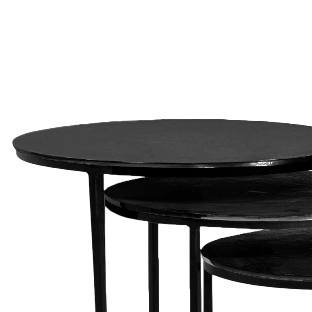 Side table SET/3 ALU RAW/MATT BLACK  42x42x59