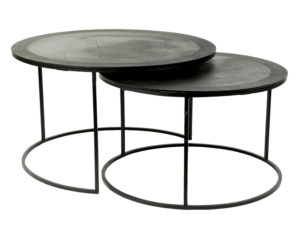 Coffee table SET/2 ALU RAW/BLACK 75x75x44