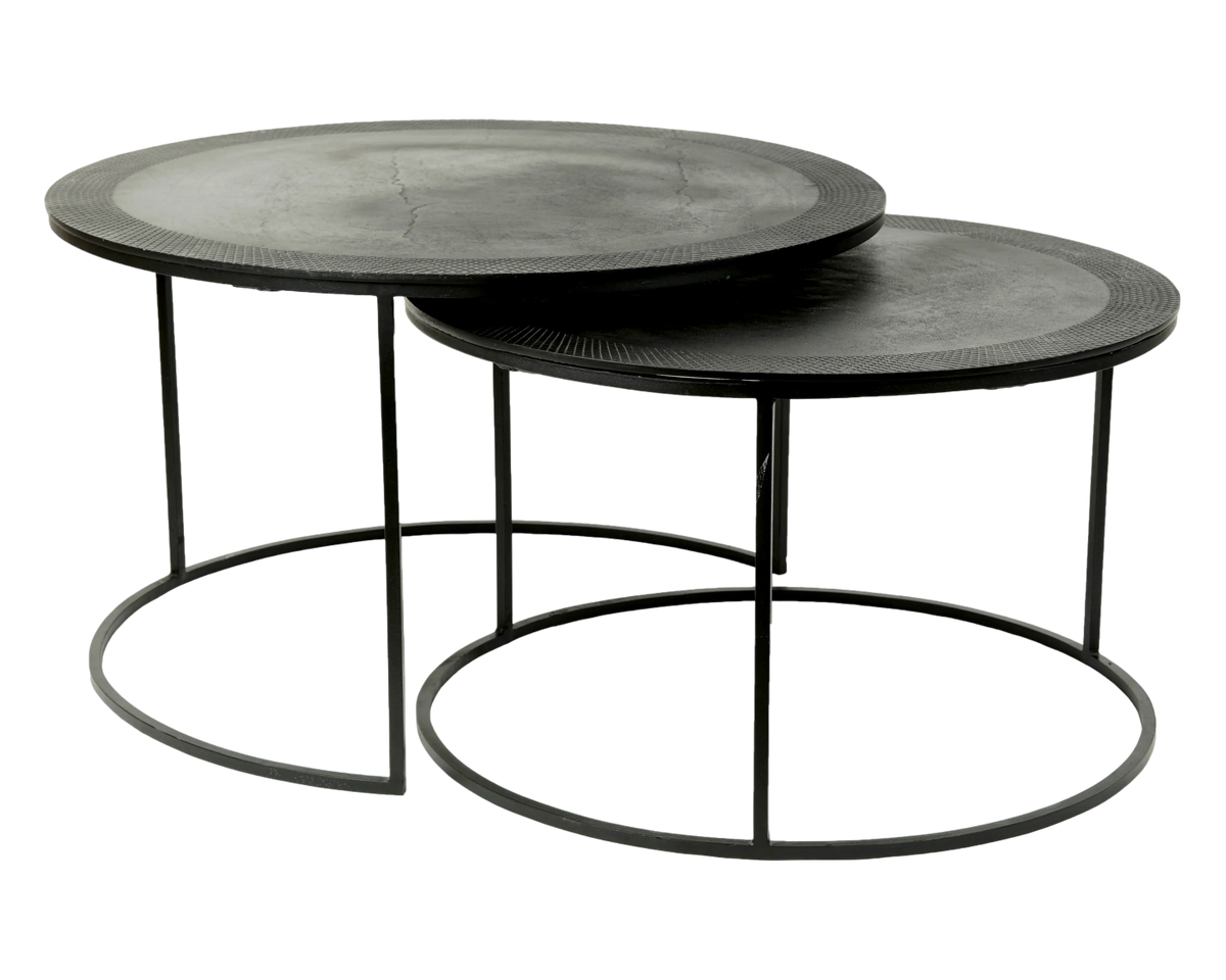 Coffee table SET/2 ALU RAW/BLACK 75x75x44