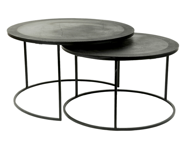 Coffee table SET/2 ALU RAW/BLACK 75x75x44