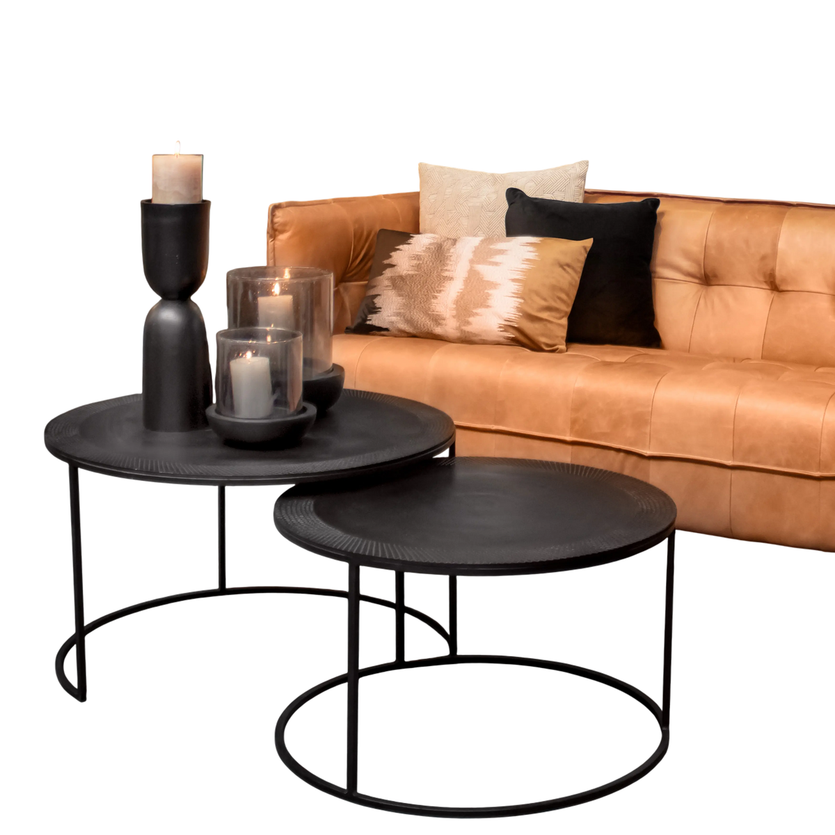 Coffee table SET/2 ALU RAW/BLACK 75x75x44