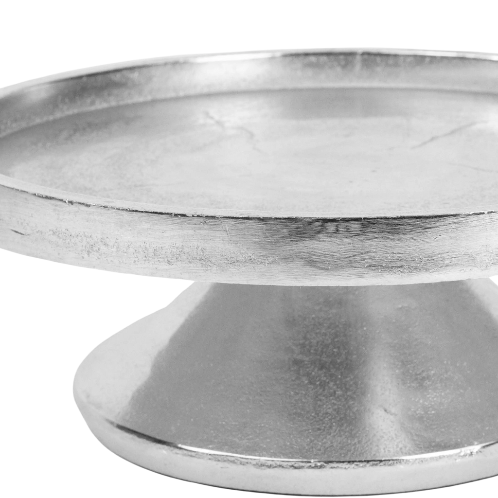Plate on stand ALU RAW/NI 19x19x9