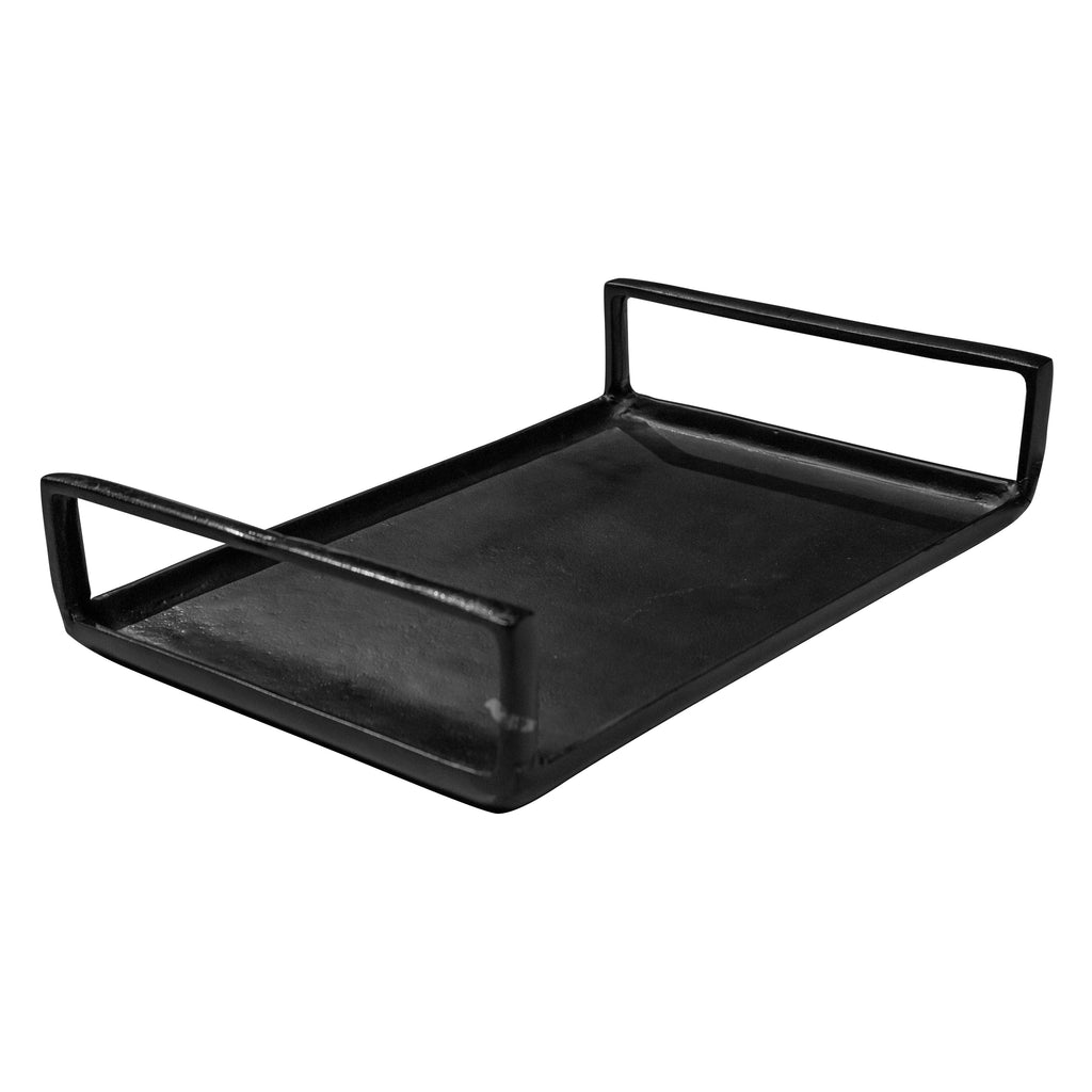 OUTLET Tray w/handles ALU RAW/MATT BLACK 42x31x10