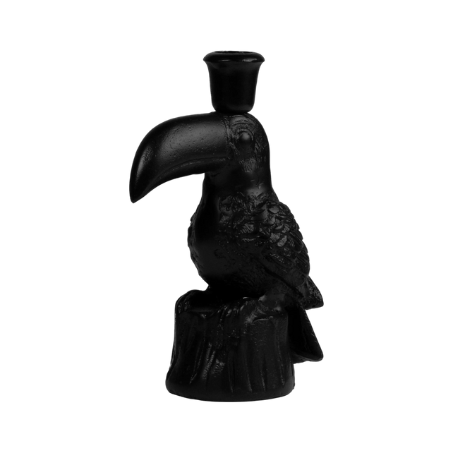 SALE Candle holder parrot ALU RAW/MATT BLACK 18x6x21