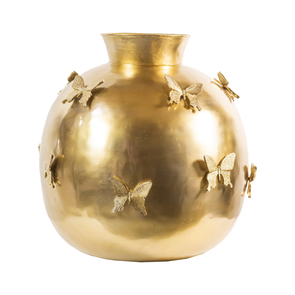 Vase w/butterfly ALU/BRONZE 53x53x51