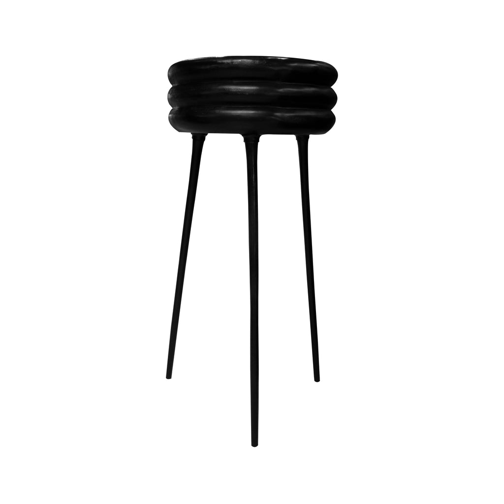 Vase w/3 legs ALU RAW/MATT BLACK 41x41x112