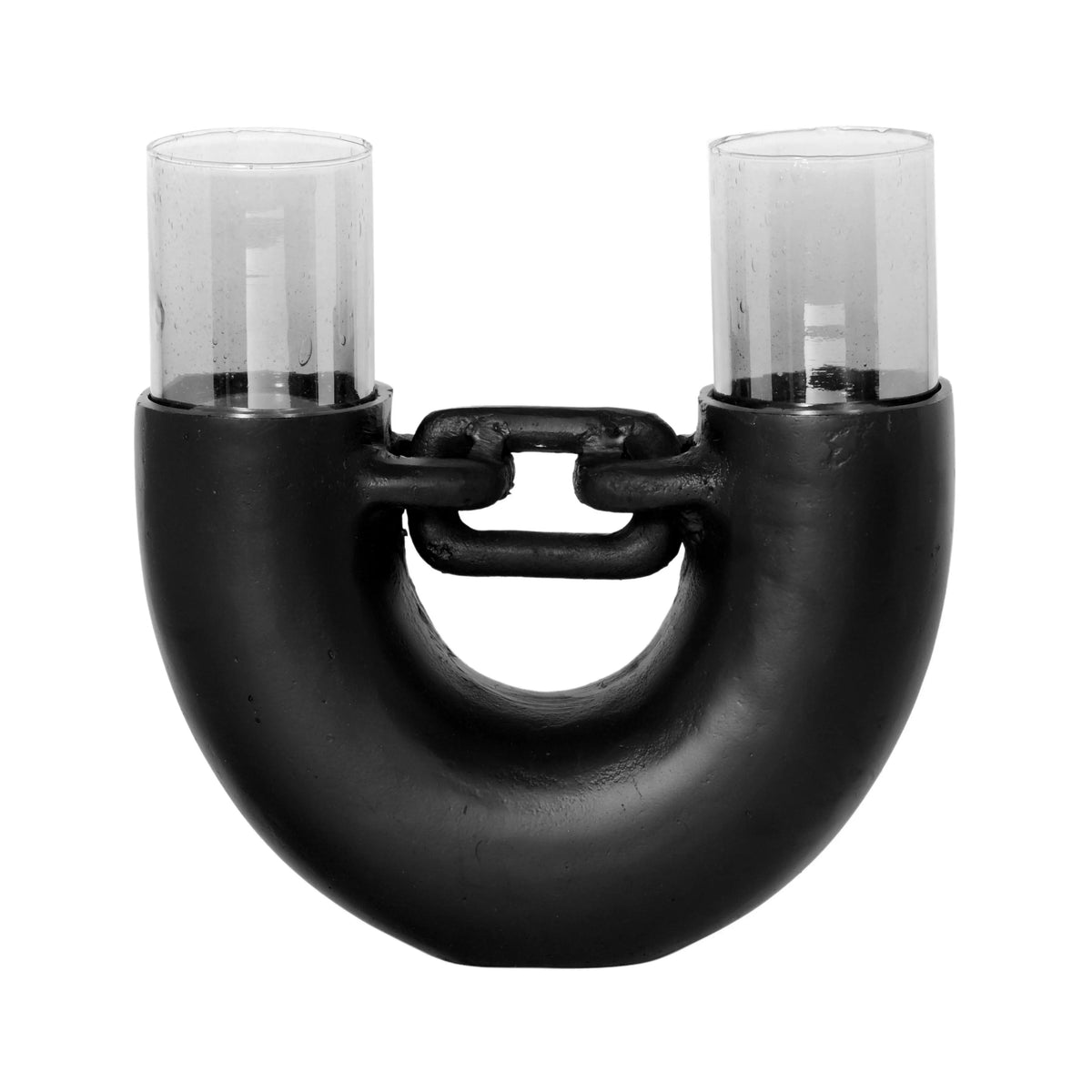 Candle holder ALU RAW/MATT BLACK 37x13x37