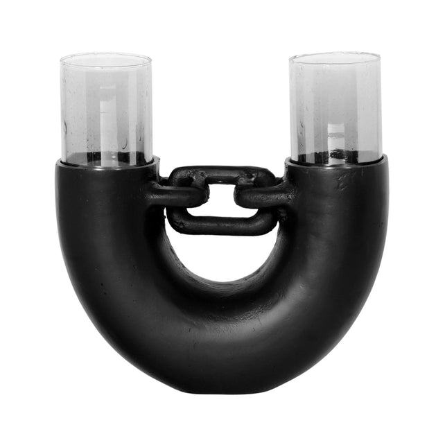 Candle holder ALU RAW/MATT BLACK 37x13x37