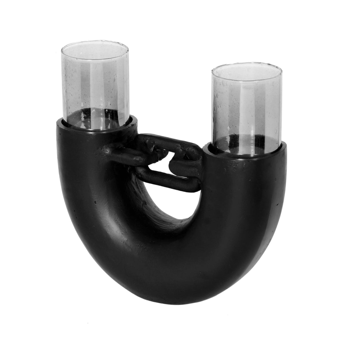 Candle holder ALU RAW/MATT BLACK 37x13x37