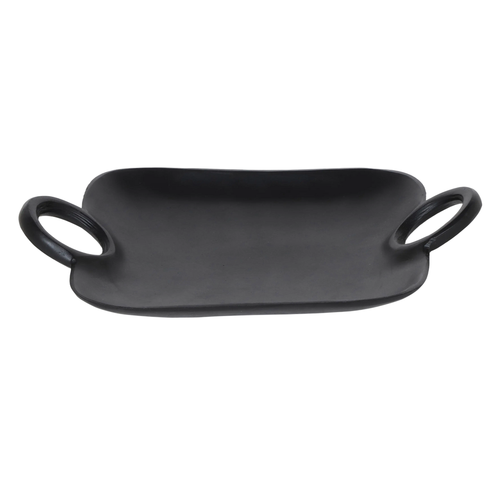 Plate w/handles ALU RAW/MATT BLACK 40x30x6