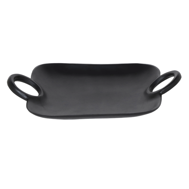 Plate w/handles ALU RAW/MATT BLACK 40x30x6