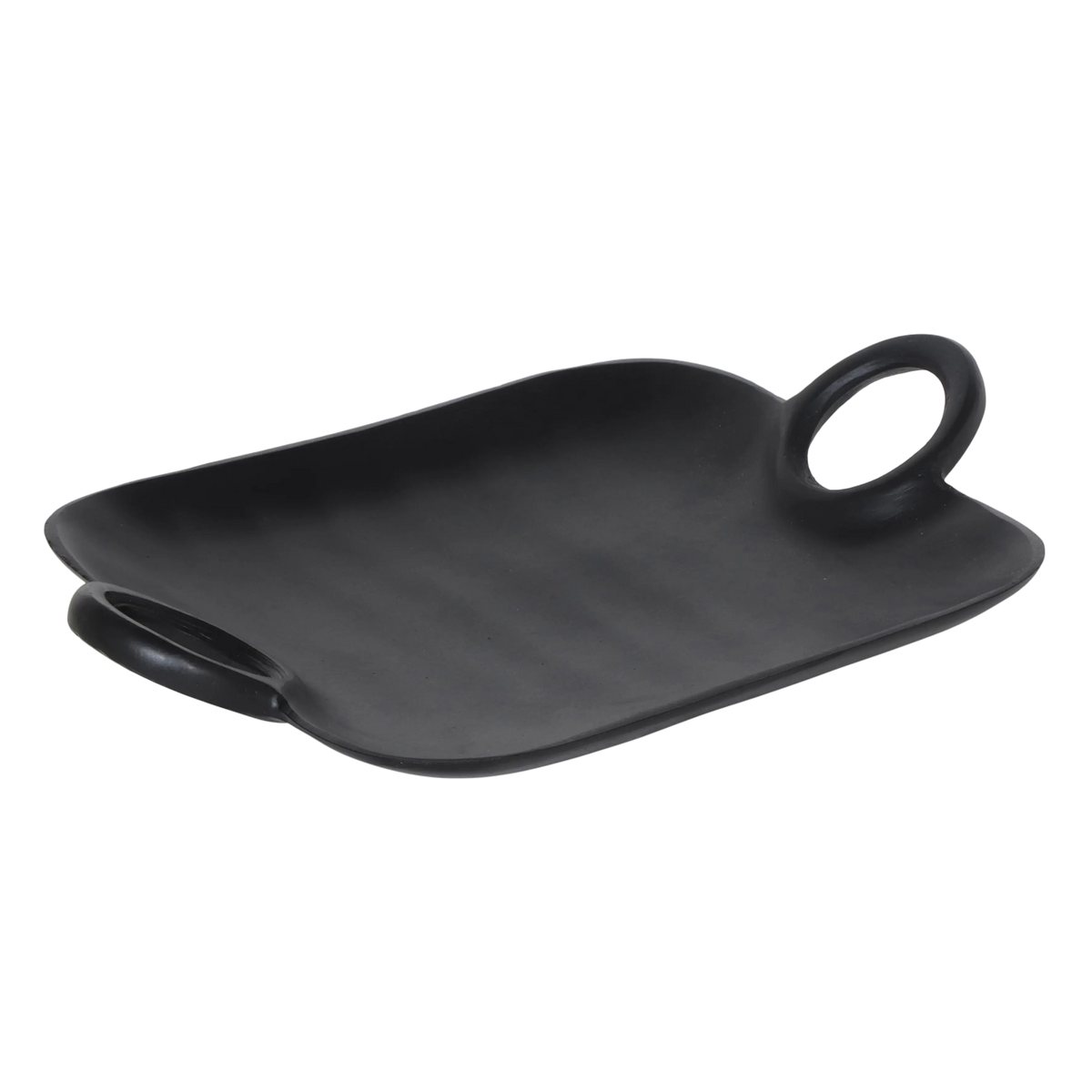 Plate w/handles ALU RAW/MATT BLACK 40x30x6