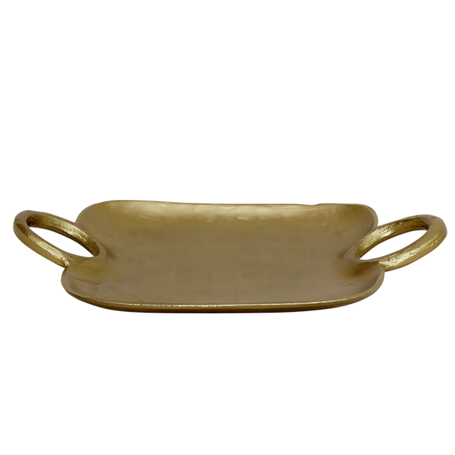 Plate w/handles ALU RAW/NEW BRONZE 40x30x6