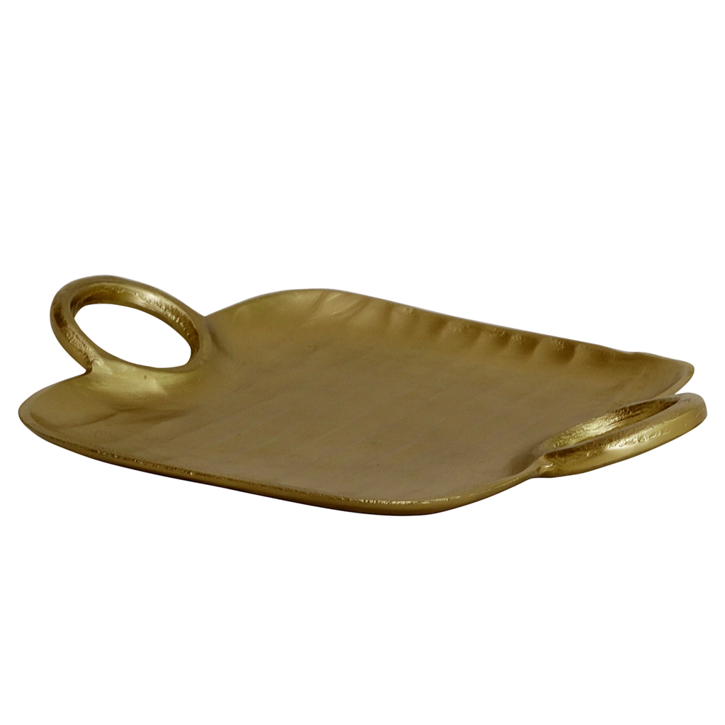 Plate w/handles ALU RAW/NEW BRONZE 40x30x6