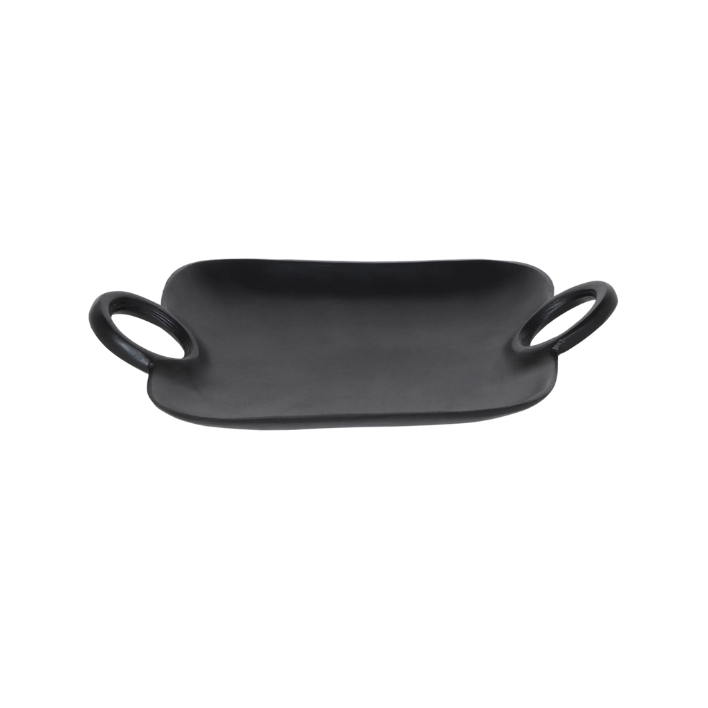 Plate w/handles ALU RAW/MATT BLACK 31x24x6