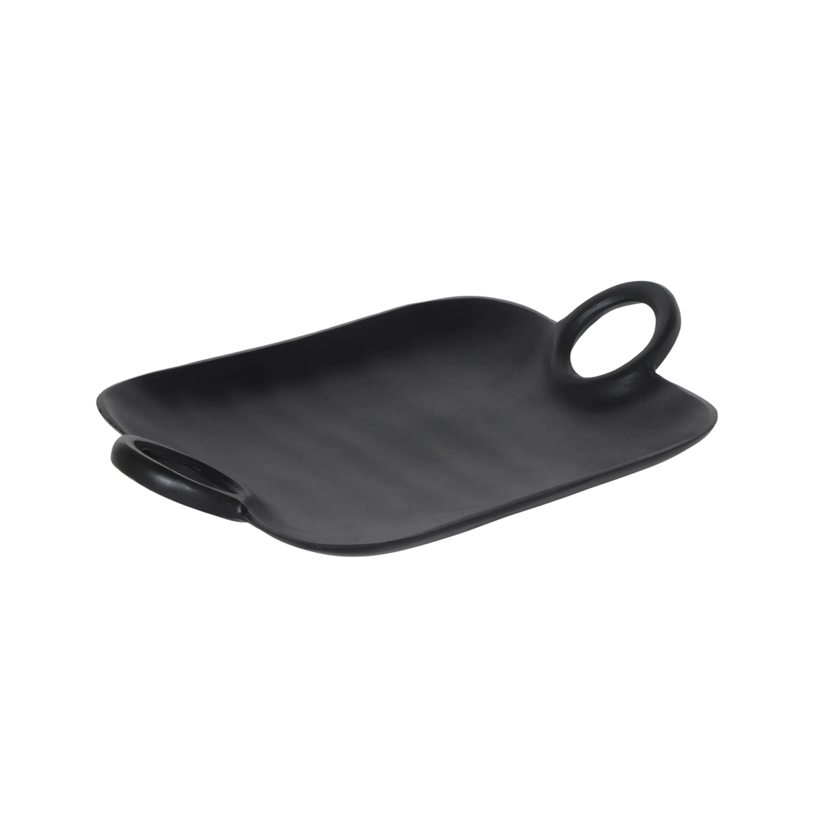 Plate w/handles ALU RAW/MATT BLACK 31x24x6