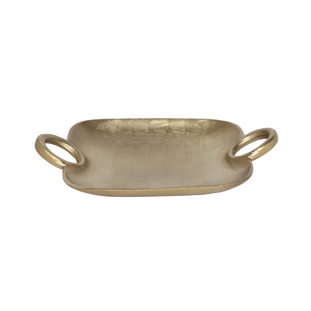 Plate w/handles ALU RAW/NEW BRONZE 31x24x6