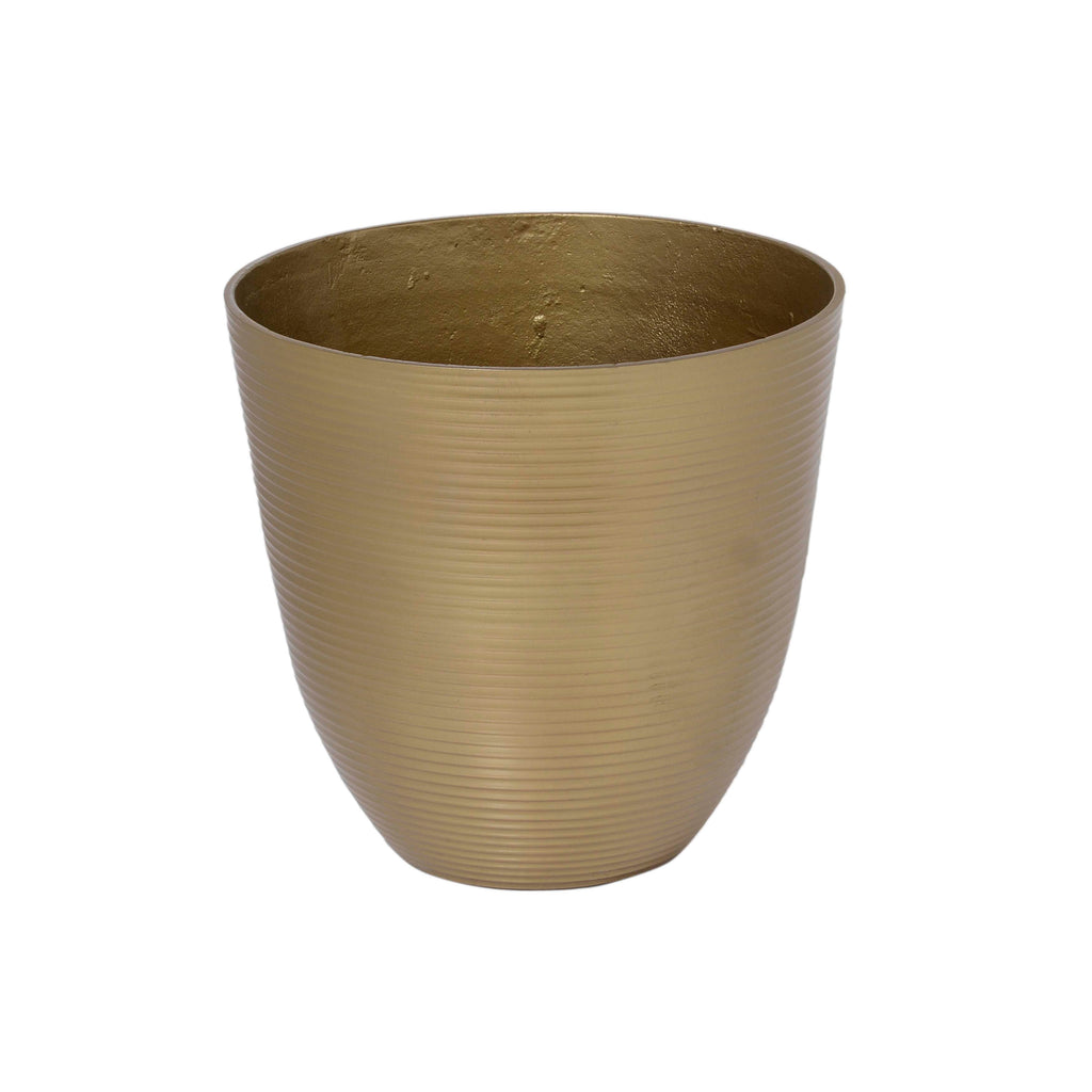 Vase ribbed ALU/NEW BRONZE 28x28x26