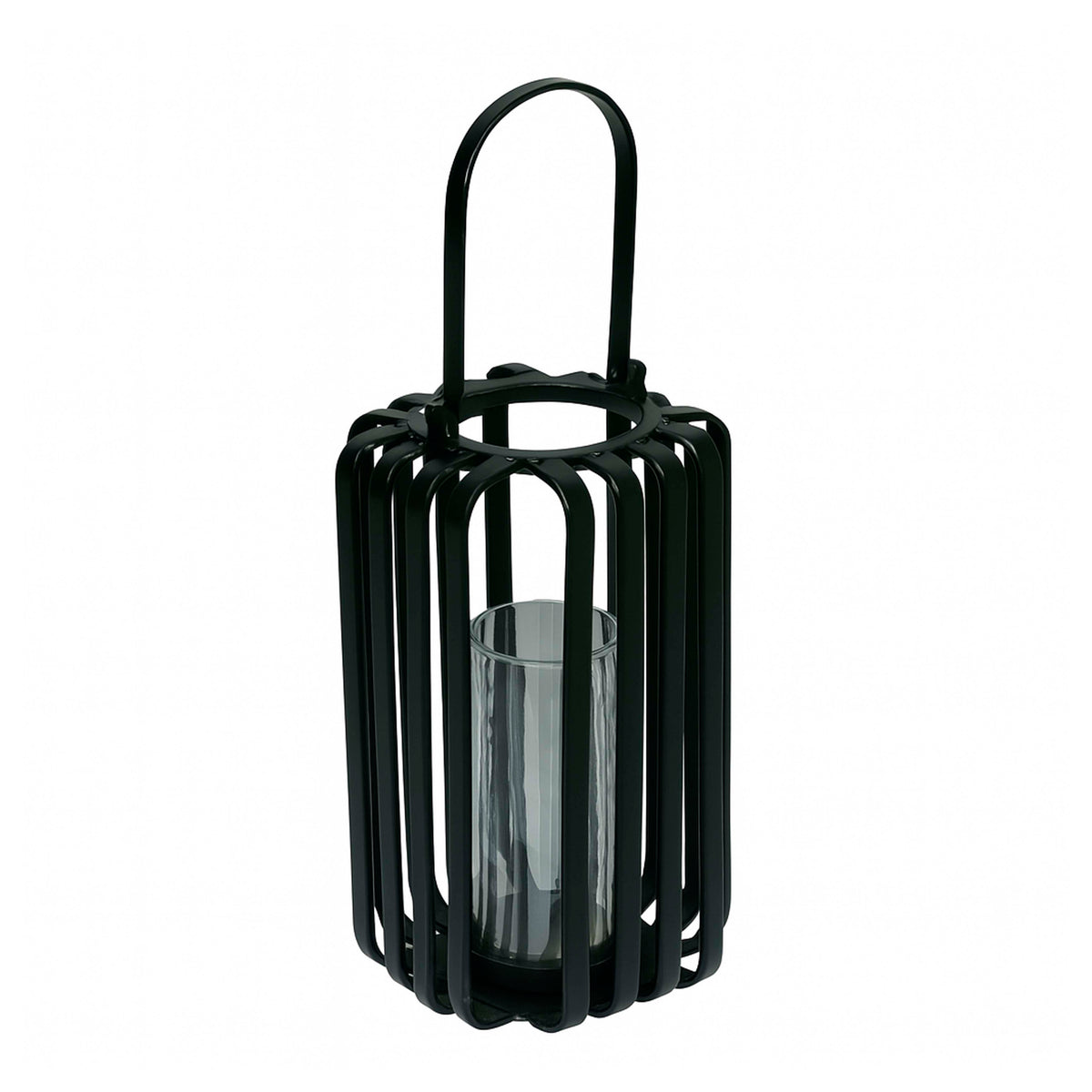 Lantern w/black luster glass ALU RAW/M.BLACK 24x24x43