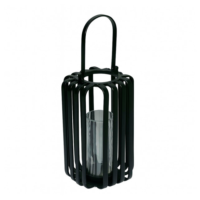 Lantern w/black luster glass ALU RAW/M.BLACK 24x24x43