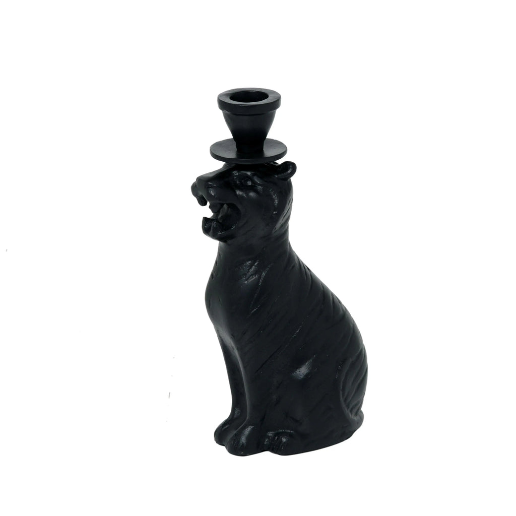Candle holder tiger ALU/MATT BLACK 11x8x23