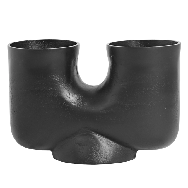 Candle holder ALU RAW/MATTBLACK 30x15x19
