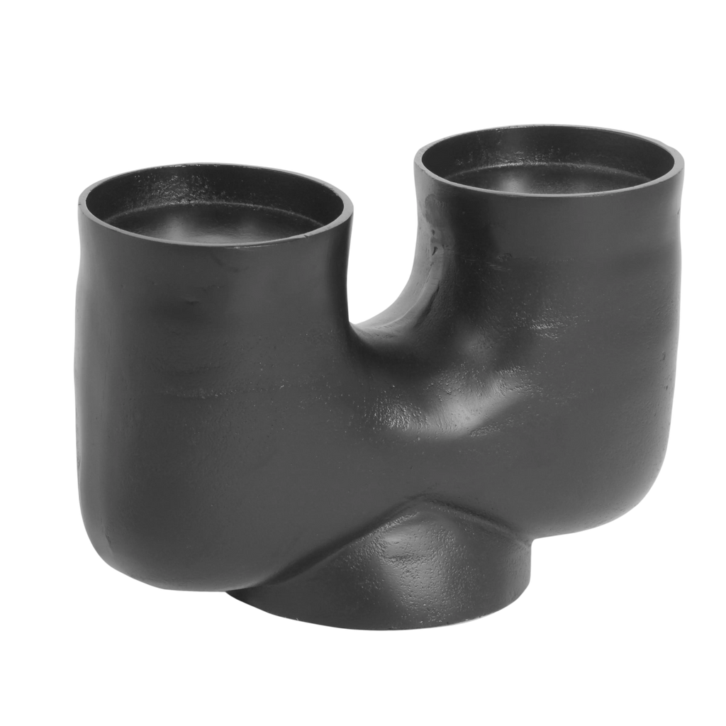 Candle holder ALU RAW/MATTBLACK 30x15x19