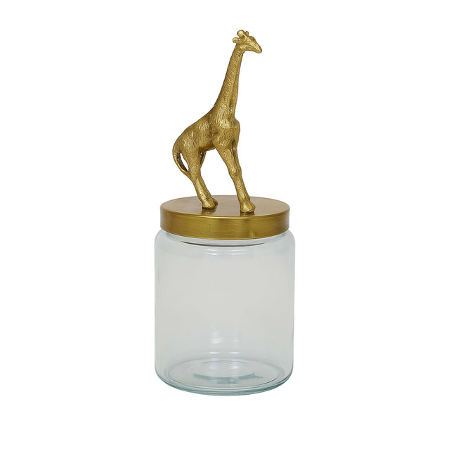 OUTLET Pot glass w/giraffe ALU RAW/BRONZE 12x12x32