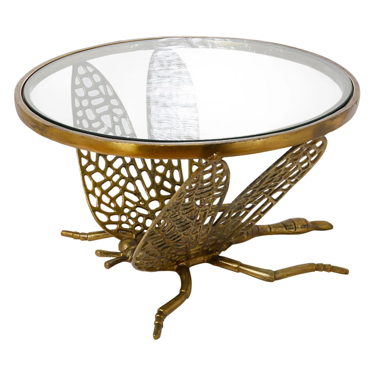 Coffee table dragonfly ALU RAW/ANT.GOLD 68x59x37