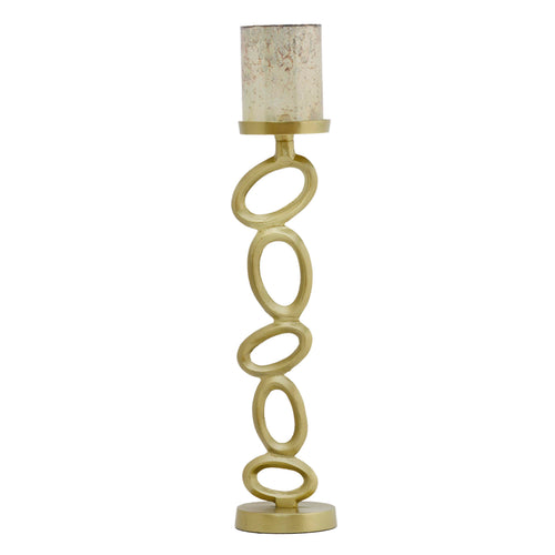 Candle holder w/cream glass ALU RAW/NEWBRONZE 13x13x63