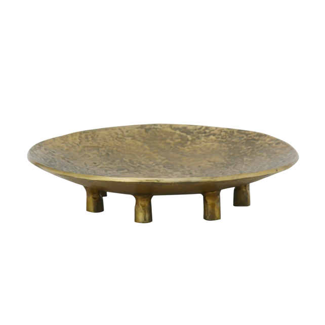 Bowl on legs ALU RAW/ANT. GOLD 40x40x9