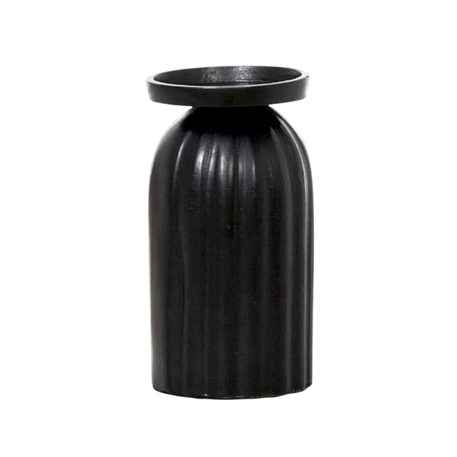 Candle holder ALU RAW/MATTBLACK 9x9x15