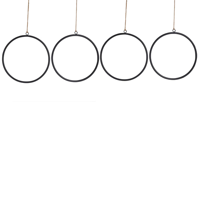 OUTLET Decorative ring SET/4 ALU RAW/MATTBLACK 38x2x32