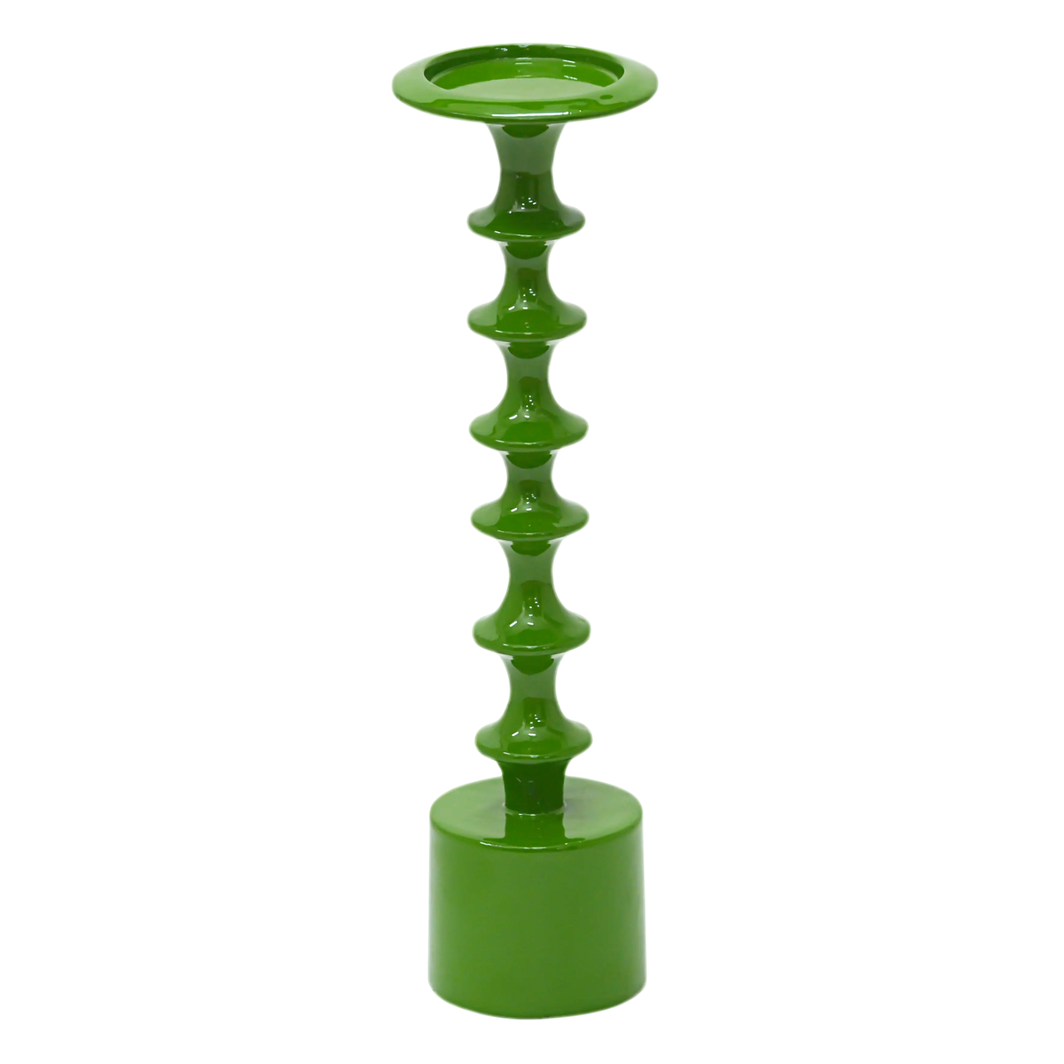 Candle holder leaf green enamel ALU RAW 13x13x42